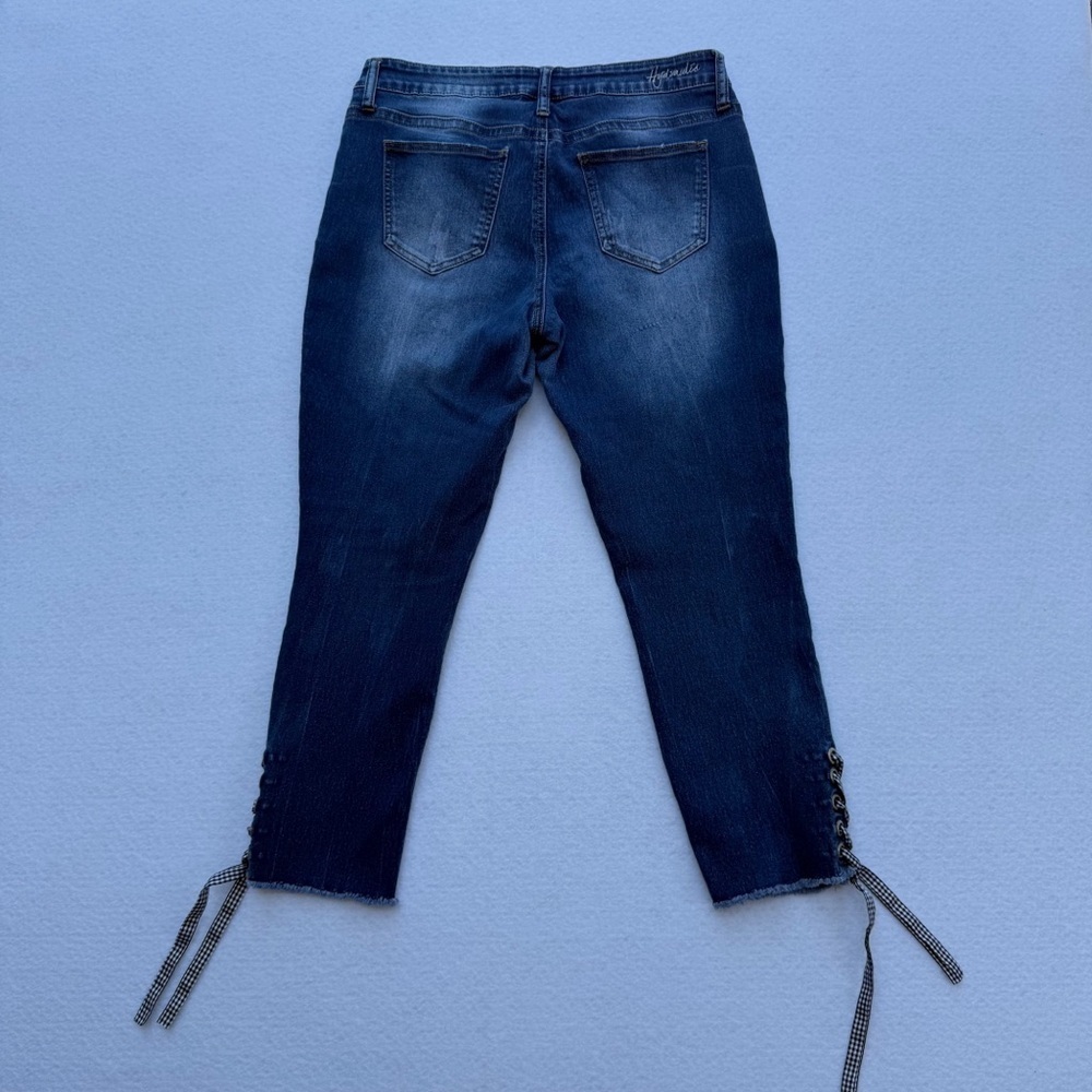 Hydraulic Lace-Up Hem Skinny Jeans Women’s Size 10 Blue Denim - Picture 3 of 12